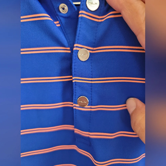 Ralph Lauren, RLX, US Open Chambers Bay 2015 Polo, Royal Blue/Coral, Size Medium - Picture 4 of 6